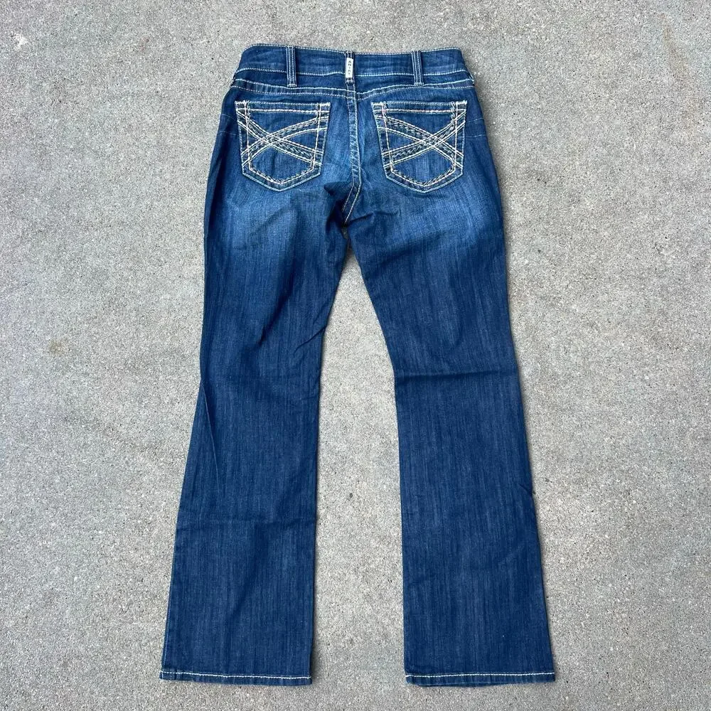 Ariat 31R REAL Mid Rise Stretch Entwined Festival Boot Cut Blue Jeans 10025286 - Picture 4 of 11